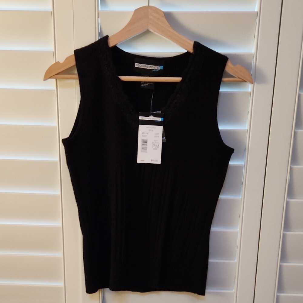 Requirements Black Fitted Tank Top with Textured Fabric